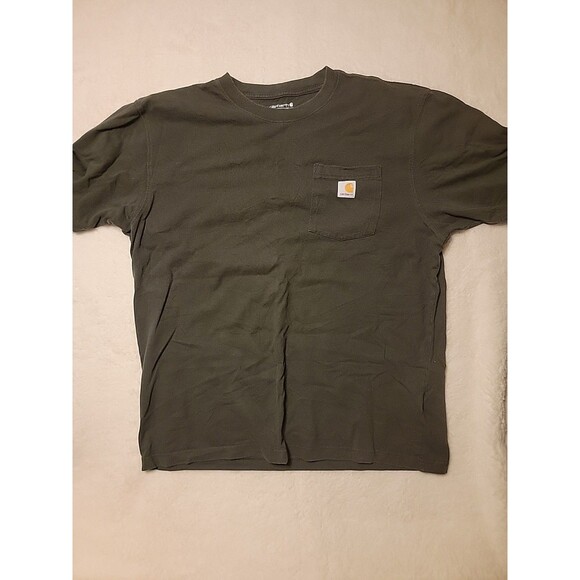 Carhartt T-Shirt Loose Fit Heavyweight Pocket Graphic Men's Dark Green/Brown XL - Picture 1 of 5